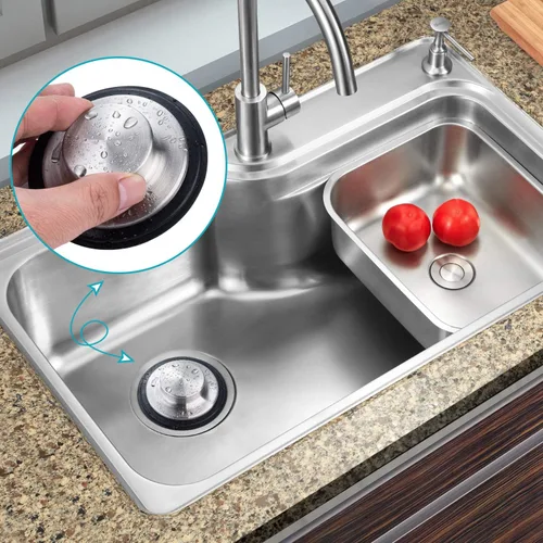 Miniatura 6 de Tapón para fregadero de cocina, acero inoxidable, borde ancho grande de 3.35 pulgadas de diámetro, 2 unidades Fengbao