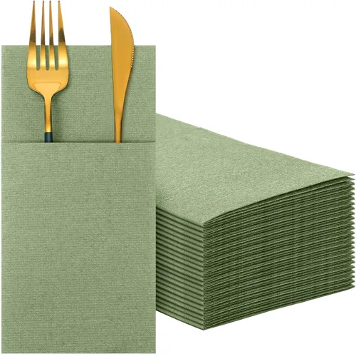 Miniatura 9 de Cindeer 150 piezas de servilletas de cena azul marino con sensación de lino, bolsillo plano incorporado, preplegadas, servilletas de papel 2-Azul