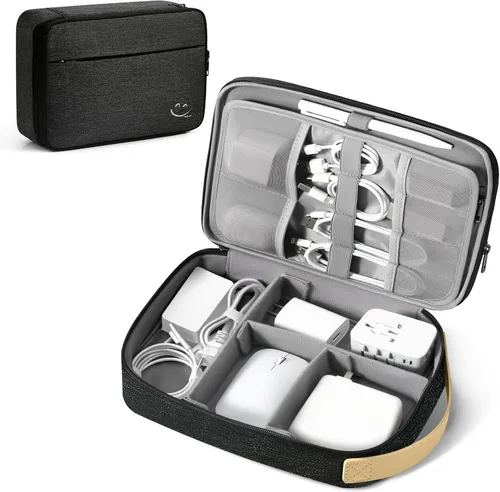 Miniatura 11 de Travelkin - Organizador de cables de viaje, organizador electrónico de viaje, bolsa organizadora de cables para cables, cargadores de teléfono, Negro