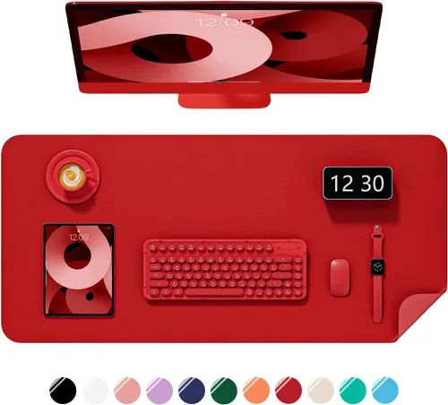 Miniatura 19 de Alfombrilla de escritorio, 60 x 35 cm, de piel sintética, antideslizante, alfombrilla grande para mouse para escritorio, impermeable, almohadilla