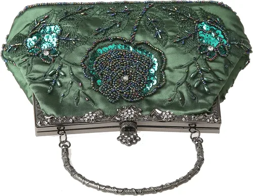 Miniatura 4 de Bolso cruzado de lentejuelas con bordado floral vintage para mujer, bolso de noche para novia, boda, fiesta, graduación