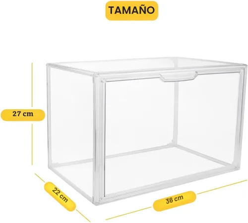 Miniatura 7 de GUDEMAY Contenedores de almacenamiento de plástico apilables transparentes con tapa, vitrina de acrílico a prueba de polvo para coleccionables