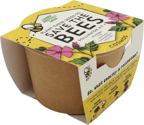 Miniatura 9 de BUZZY Seeds Save The Bees Grow Kit, 12 mini macetas biodegradables con paquetes de semillas de flores silvestres, juego de iniciación de plantación