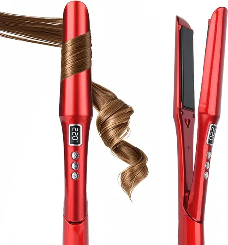 Miniatura 9 de PRITECH - Plancha y rizador de cabello 2 en 1 con plancha plana de titanio y rizador de cerámica, la mejor plancha plana para cabello fino, Negro
