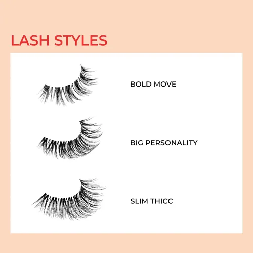 Miniatura 11 de KISS My Lash But Bolder, pestañas postizas, 'Slim Thicc', 0.63 pulgadas, incluye 1 par, fácil de aplicar, racimos de pestañas reutilizables