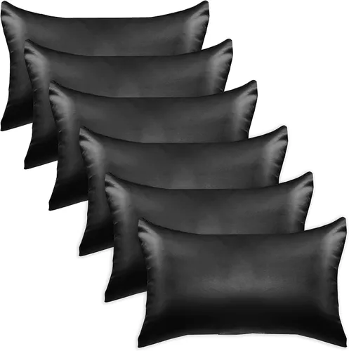 Miniatura 29 de Elegant Comfort Juego de 4 fundas de almohada de satén de viscosa refrescante con cierre de cremallera oculto, suave como la seda para el cuidado
