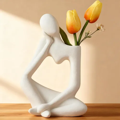 Miniatura 8 de Arawat - Florero de cerámica para decoración del hogar, moderno y lindo jarrón bohemio para decoración de mesa y habitación, jarrón estético único