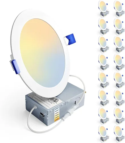 Miniatura 19 de Ensenior 16 Pack 3 Inch LED Recessed Ceiling Light, Dimmable, 2700K-5000K 5CCT, 500LM 6W 120V, High Brightness Canless Wafer Downlight - ETL&FCC&IC
