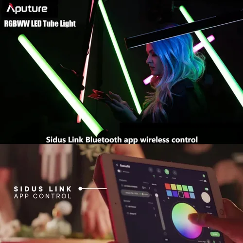 Miniatura 4 de Aputure Amaran T2C RGBWW - Tubo de luz LED, 20 W, 2500 K-7500 K, varilla de luz RGB ajustable, aplicación de soporte y control DMX 46 preajustes