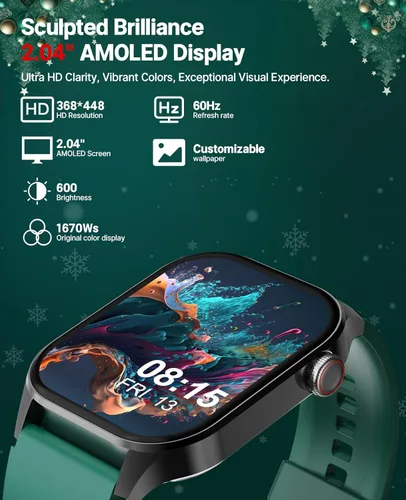 Miniatura 3 de SOUYIE Reloj inteligente con tema navideño 2025 para hombres y mujeres, Android iPhone, con llamada Bluetooth (respuesta/hacer llamada), rastreador