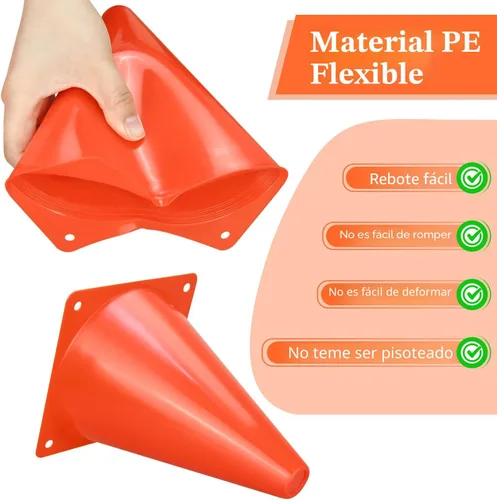 Miniatura 3 de PXZBLG 12/24/50 conos de fútbol, conos de fútbol de 17 cm, conos de tráfico de plástico, conos de entrenamiento para baloncesto, fútbol y patinaje