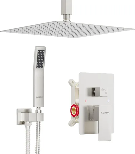 Miniatura 11 de 11" Brushed Gold Rainfall Shower System – Complete Spa Faucet Set with Filtered Handheld Sprayer & Mixer Valve – Modern High Pressure Bathroom