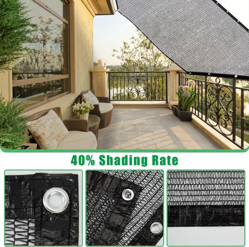 Miniatura 3 de SPORTYOUTH Paño de sombra, cubierta de protección solar 40% negra para jardín, lona de malla de 6 x 20 pies con ojales, resistente a los rayos UV
