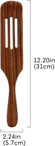 Miniatura 2 de Espátula larga de madera para cocinar, utensilios de cocina antiarañazos de 12.2 pulgadas, espátula de madera natural con mango ergonómico