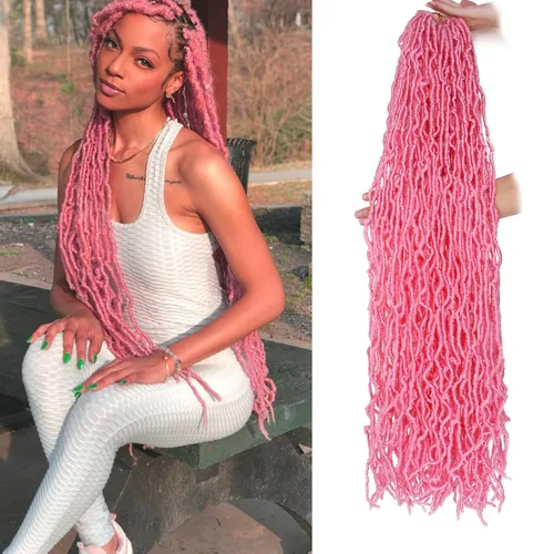 Miniatura 10 de Leeven Nuevas Trenzas de Ganchillo de Cabello con Locs Falsos Suaves de 24 Pulgadas de Largo Locs de Diosa Desgastados 6 Paquetes Negro Natural