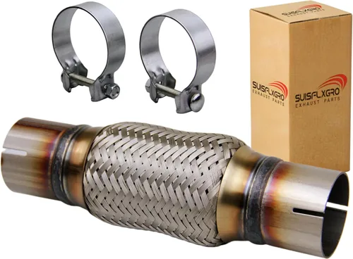 Miniatura 10 de Tubo Flexible de Escape SUISFLXGRO Tipo Universal 100% Acero Inoxidable Para Vehículos Pesados y Coches (1 Pieza, 1.75X6X10)