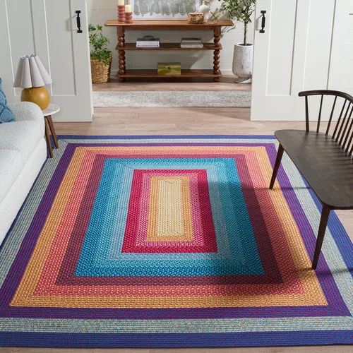 Miniatura 25 de SAFAVIEH Alfombra Lavable Colección Trenzada para Exteriores - 2' x 3', Multicolor, Hecha a Mano y Reversible, No Desprende Pelusa y Fácil