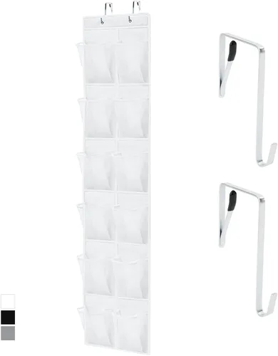 Miniatura 16 de Gorilla Grip - Zapatero para colgar en la puerta, 24 bolsillos de malla para sostener hasta 40 libras, organizador para parte trasera del armario