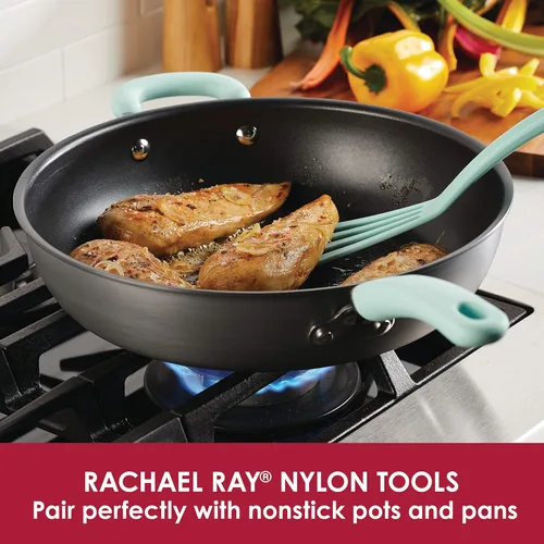 Miniatura 7 de Rachael Ray - 87630 Rachael Ray Cucina - Juego de ollas y sartenes antiadherentes anodizadas duras, 12 piezas y herramientas de cocina y artilugios