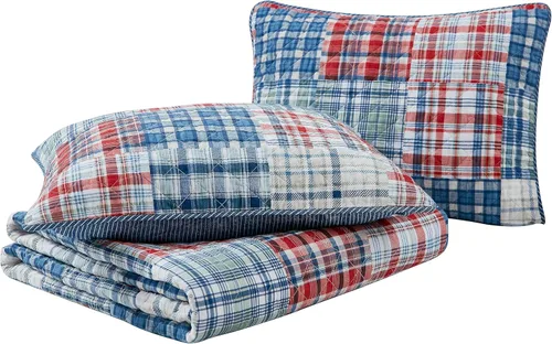 Miniatura 4 de Nautica - Juego de edredón tamaño King, ropa de cama de algodón para todas las estaciones, ligera y reversible (azul Raeford, King)