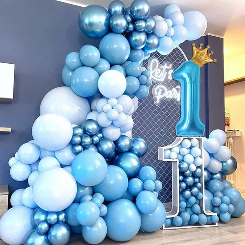 Miniatura 3 de Globo azul número 2 de 40 pulgadas y mini globo de corona para decoraciones de fiesta de segundo cumpleaños, globos de fiesta temática azul