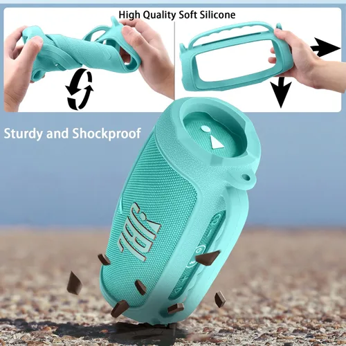 Miniatura 5 de co2CREA Funda de silicona para JBL Charge 5, altavoz Bluetooth portátil impermeable, funda protectora de viaje suave con correa para el hombro