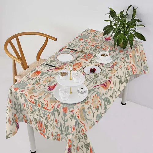 Miniatura 19 de Mantel de Mesa William Morris, Diseño Original William Morris Rústico de Granja Familiar con Estampado Étnico Mínimo para Decoración de Fiesta