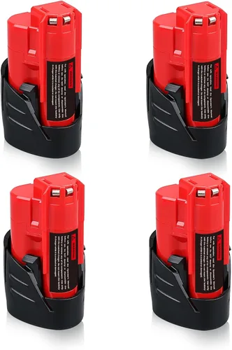 VANON Paquete de 4 unidades mejoradas de repuesto de iones de litio de 3.5Ah 12V para batería Milwaukee de 12 V 48-11-2401 48-11-2402 48-59-1812