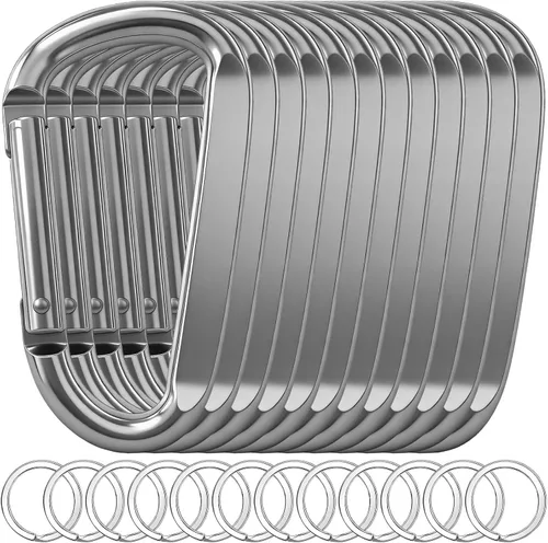 Miniatura 10 de 12 clips de mosquetón para llavero, clip de aluminio de 3 pulgadas, hebilla de gancho de mosquetón sin bloqueo en forma de anillo D, herramienta