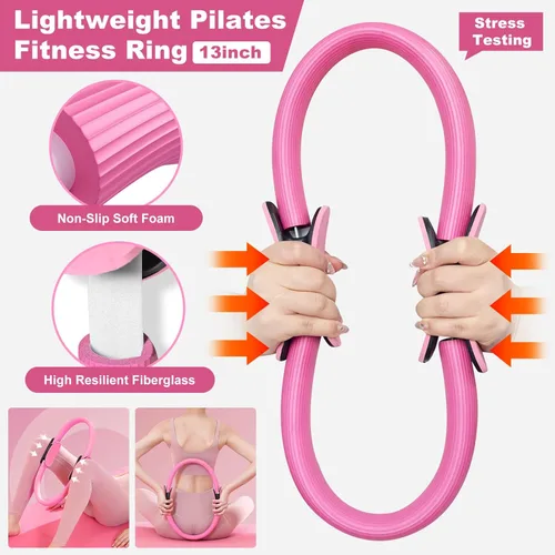 Miniatura 3 de Kit de pilates, equipo de pilates para entrenamiento en casa, juego de pilates para mujer con anillo de pilates de 13 pulgadas y bola, cinturón