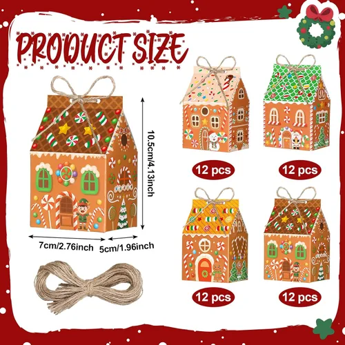 Miniatura 2 de Zhanmai 48 piezas cajas de regalo de Navidad con dulces, casa de jengibre en miniatura, pequeña caja de regalo para fiesta de Navidad, contenedor