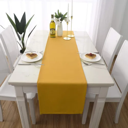 Miniatura 11 de DUALIFE Camino de mesa azul real de 14 x 108 pulgadas de largo, color sólido, poliéster grueso, tela decorativa hecha a mano para bodas, fiestas