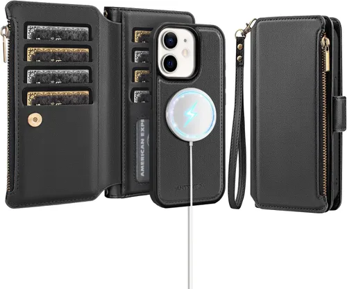 Miniatura 17 de Antsturdy Funda tipo cartera compatible con iPhone 11, piel sintética, con bloqueo RFID, funda cruzada para teléfono para mujeres y hombres