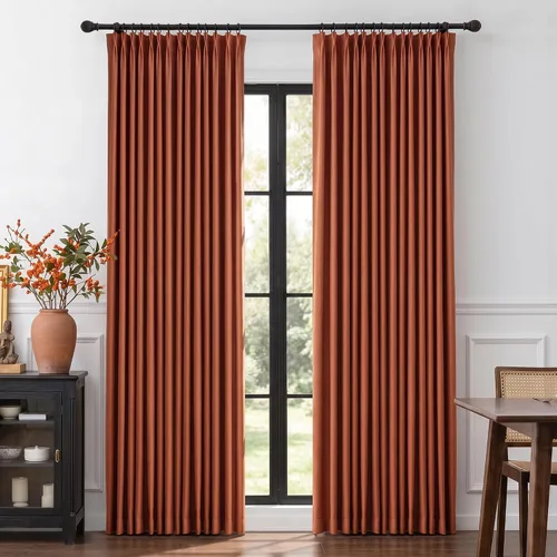 Miniatura 15 de MYSKY HOME Dusty Blue Full Black Out Pinch Pleated Curtains 63 inches Long for Bedroom Linen Textured with Blackout Liners Blue Gray Thermal
