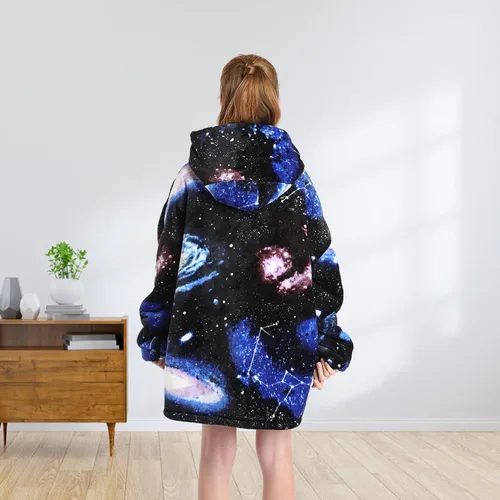 Miniatura 6 de JAMBHALA Manta de gran tamaño con capucha para niños, sudadera con capucha de franela cálida y esponjosa con bolsillos para niños y adolescentes