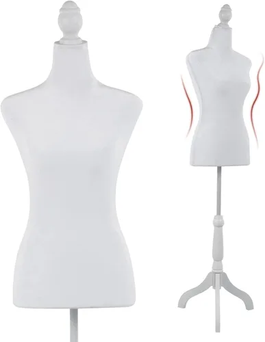 Miniatura 8 de Maniquí femenino, forma de vestido ajustable de altura de 50 a 63 pulgadas, maniquí de torso con trípode de madera para coser ropa, exhibición