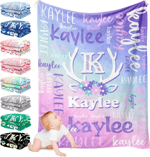 Miniatura 13 de Mantas personalizadas con nombre para niños, mantas personalizadas con nombre para niños y niñas, regalos de cumpleaños personalizados para bebé