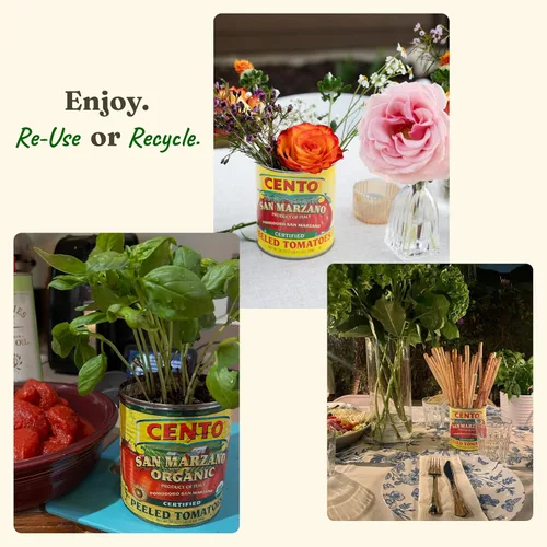 Miniatura 8 de Cento Tomates enteros orgánicos certificados San Marzano pelados de 28 onzas (paquete de 6), tomates ciruela enlatados en puré grueso con albahaca