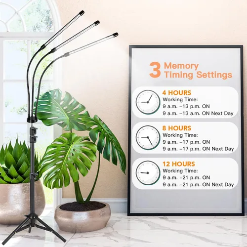 Miniatura 2 de GHodec Luz de Crecimiento con Soporte, 60 LED 5500K Luz de Planta de Piso de Espectro Completo para Plantas de Interior en Crecimiento, 5 Niveles