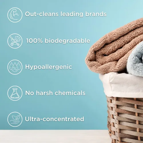 Miniatura 3 de SANZ Detergente hipoalergénico y biodegradable para ropa – supera a las marcas líderes*, libre y transparente, 64 cargas