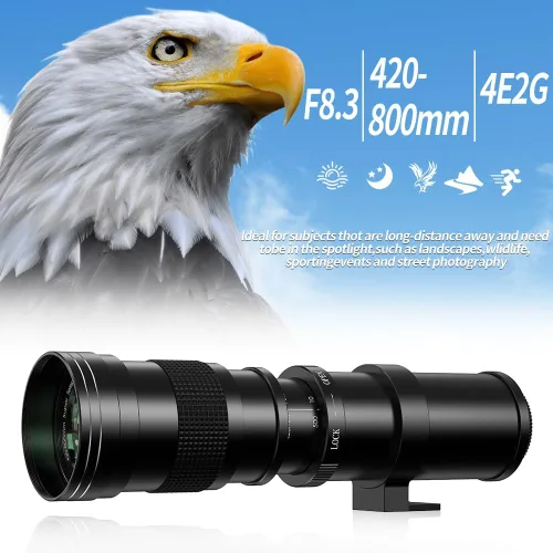 Miniatura 2 de 420-800mm f/8.3 Lente teleobjetivo Zoom para cámara SLR para Canon T7i T6 T6i T6s T7 T8i T3i, T4i, T5, T5i, SL2, SL1 4000D 2000D 80D 90D 5D III 6D