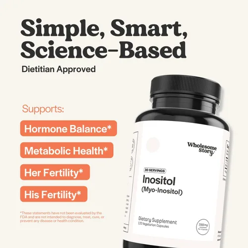 Miniatura 2 de Wholesome Story Suplemento de mio-inositol Cápsulas de polvo de inositol Mioinositol 2000 mg por porción 500 mg por cápsula Suplemento