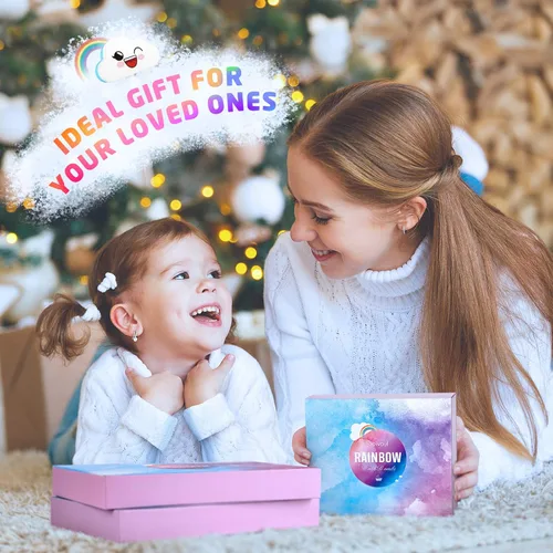 Miniatura 6 de Set de regalo de bombas de baño de nubes arcoíris Elfinbay, bombas de baño a granel para niñas pequeñas envueltas individualmente, bombas de baño