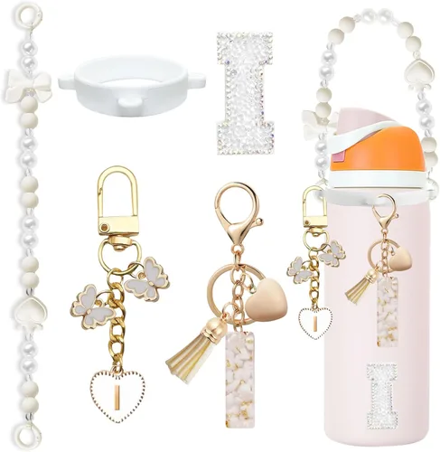 Miniatura 105 de Lindo Juego de Dijes de Letras para Botella de Agua Owala de 24oz, 32oz, 40oz, Owala Kids y Vaso de Café, FreeSip – Incluye Correa con Asa, para Rosa