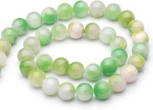 Miniatura 4 de Youngbling Cuentas de piedras preciosas naturales para la fabricación de joyas, cuentas de piedra lisa pulida de jade verde blanco pulido redondo
