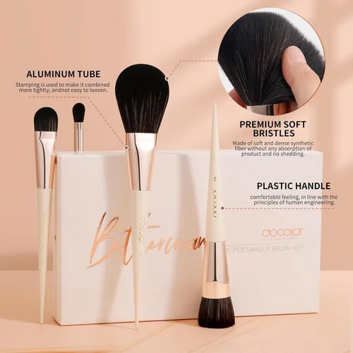 Miniatura 6 de docolor - Juego de 30 brochas de maquillaje profesionales Kabuki sintéticas de primera calidad, brocha de mezcla para base, polvo facial, rubor