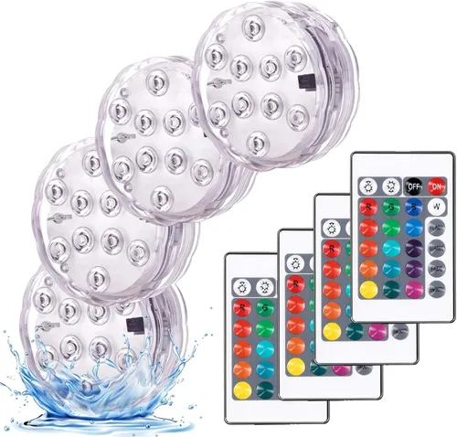 Miniatura 8 de YiaMia - Luces de bañera - 2 paquetes de luces LED RGB para piscina con batería, control remoto y ventosa para estanques, decoración, fiestas, spas