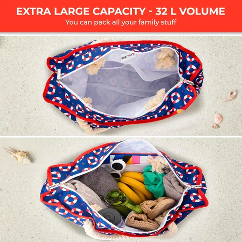 Miniatura 5 de SHYLERO Bolsa de playa y bolsa de piscina. Tiene bolsa hermética, tonelada de bolsillos. La bolsa de playa tiene cremallera, repelente al agua.