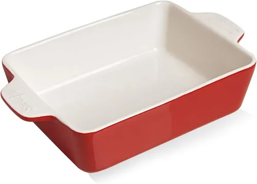 Miniatura 8 de Sweejar Plato de Cerámica para Hornear, Bandeja Rectangular Pequeña para Hornear con Asas Dobles, 20 Oz para Cocinar, Brownie, Cocina, 6.5 x 4.9 x