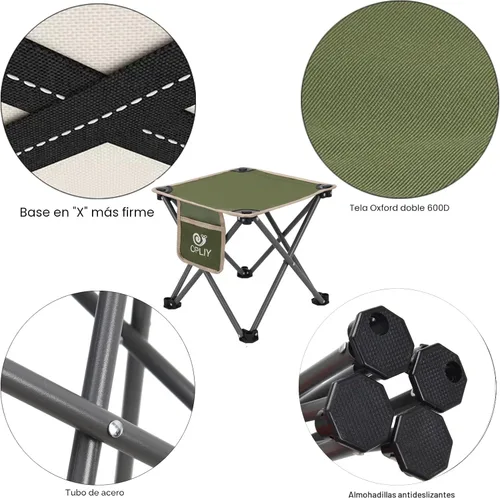 Miniatura 5 de Opliy Taburete de campamento, silla pequeña plegable de 13.5 pulgadas, taburete de campamento portátil para camping, pesca, senderismo, jardinería